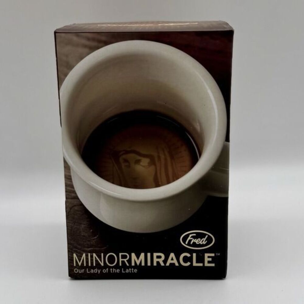 NEW Fred Religious Novelty Mug Mother Mary Appears Coffee Cup Minor Miracle